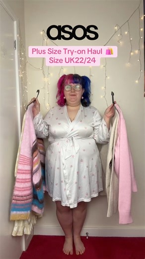 garment details: ASOS DESIGN Curve yellow check print square neck puff sleeve mini smock dress (Size UK24) ASOS DESIGN Curve pink brushed stripe oversized jumper (Size 2XL) New Look cream colour block polo jumper (Size UK22/24) New Look bright pink collared cardigan (Size UK24) hair details: ‘Pussycat Pink’ and ‘Electric Amethyst’ from Manic Panic UK #plussize #plussizefashion #tryonhaul #AsSeenOnMe #ThatNewLookFeeling | Abi Drinkell