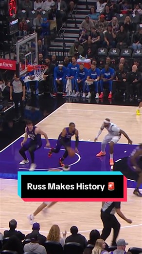 With this dime, Russell Westbrook passes Magic Johnson for 7th on the all-time assists list‼️#NBA #NBAHighlights #RussellWestbrook #SacramentoKings