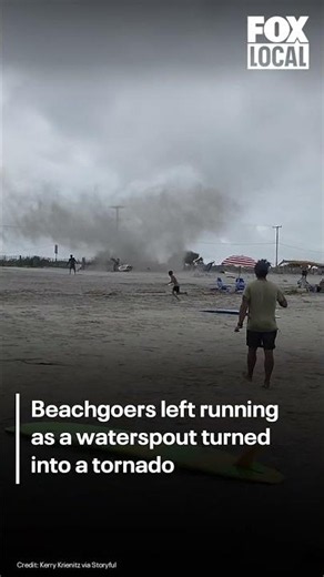 Waterspout turns into beach tornado