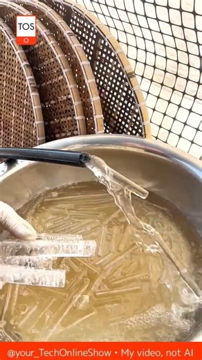 CRYSTAL noodles process 😲🍜✨ #shorts #crafts #skills #satisfying #foodprocess