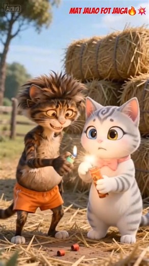 Cute Cats Firecracker Blast 😱 Funny AI Short #shorts