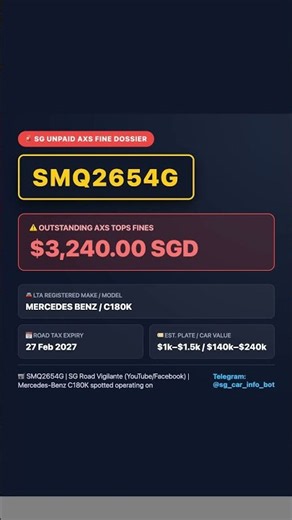 SMQ2654G owes $3,240.00 in unpaid SG fines #shorts