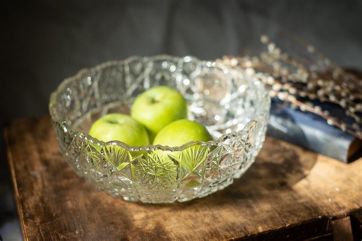 Vintage Cut Crystal Bowl, 1970s Elegant Glass Centerpiece Old Money Table Decor - Etsy