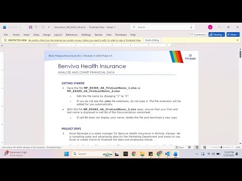 New Perspectives Excel 365 | Module 4: SAM Project A Benviva Health Insurance