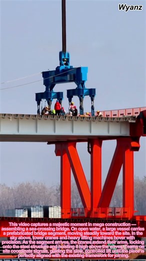 How a Sea Bridge Section Is Lifted Into Place | Mega Construction