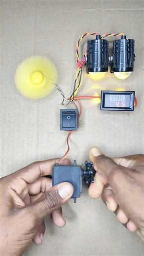 Two Bike bulb or 6v Fan & Voltmeter powering using From Metal MG996 Dynamo Generator • Dc Motor