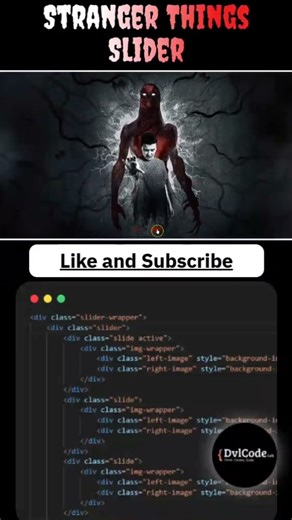 Stranger Things Inspired Custom Slider 😱 | HTML CSS jQuery | Web Dev Shorts #strangerthings #html