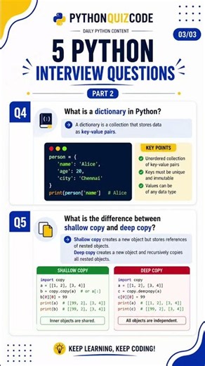 5 Python Interview Questions You MUST Know 🐍 #python #viral #quiz #cod #coding #interview #viral