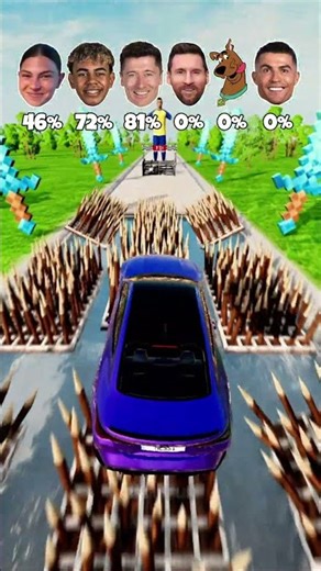 🤩CR7 Vs Messi Vs Celine Vs Lewandowski⚽Obstacles Jump Challenge! #simulator #shorts