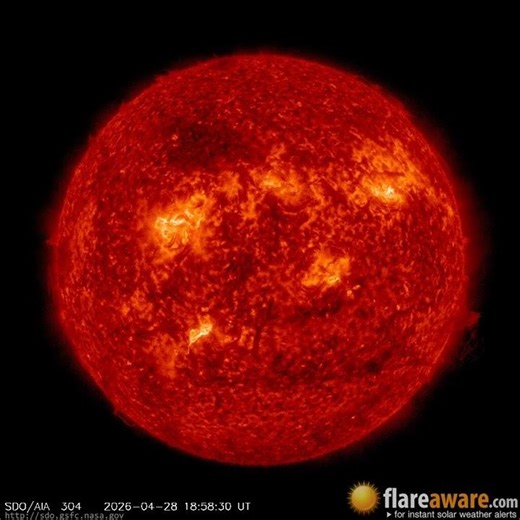 28 Apr - 29 Apr: 24 Hour Solar Activity (Earth Facing; Solar Storm, Sunspot, Solar Flare, CME)