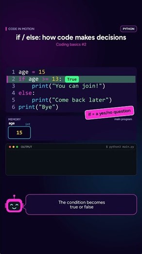 if / else: how code makes decisions