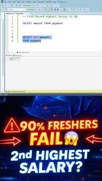 90% Freshers Fail This SQL Question 😱 | 2nd Highest Salary