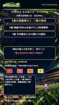10月16日／名古屋競馬／11R／17時55分発走｜木犀大空特別・リプリーの2000m実績と距離替わり
