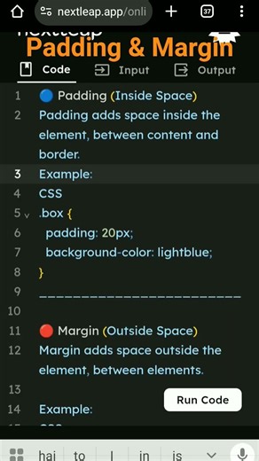 Padding Vs Margin (CSS) 💯 #today shorts 😎 #padding #margin 👍