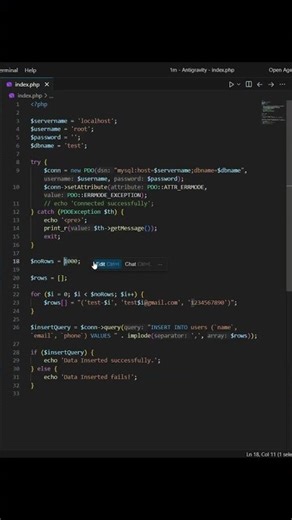 Fastest Way To Insert 1000+ Records in 1 Second? 🚀 PHP Magic! #shorts