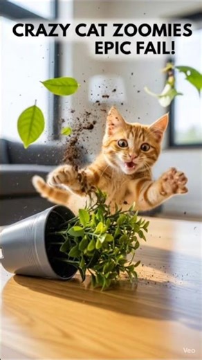 CRAZY CAT ZOOMIES EPIC FAIL! ⚡ This little cat is ready for the Olympics! 😂