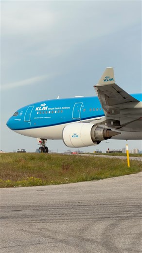 KLM Airbus A330-200 from Amsterdam is taxiing toward Terminal 3 at Toronto Pearson Airport