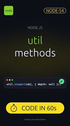 NODE-54 | Node.js util Methods: format, inspect & more #shorts