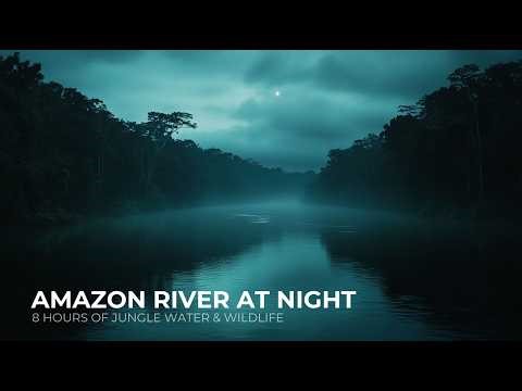 Amazon River at Night | 8 Hours of Jungle Water & Wildlife for Deep Sleep | 4K