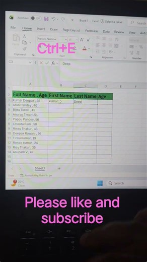 Excel Tips & Trick Using Flash Fill Option In Excel..#excel #exceltips #exceltricks