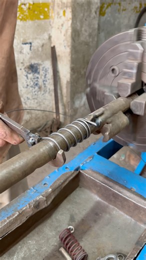 Simple Iron Wire Spring Made on Lathe Machine | DIY Compression Spring #shorts