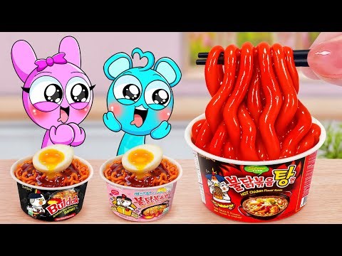Easy Noodles Recipe 🍜 Delicious Miniature Spicy Korean Noodles Best Fast Food 🤯 Mina Mini Kitchen