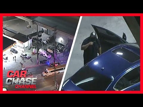 Reckless driver with stolen car in high-speed chase stops for gas mid-pursuit | Car Chase Channel