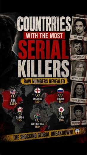 Top 3 Countries With The Most Serial Killers 😨 (Raw Numbers) #shorts #facts