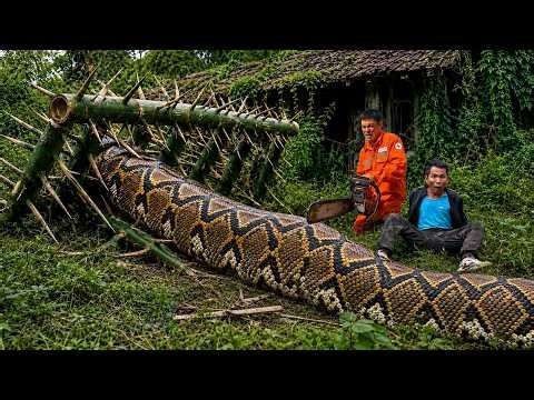GIANT ANACONDA TRAP Near Abandoned House | BRAVE HUNTER Uses Chainsaw To Confront GIANT Python