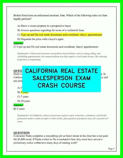CALIFORNIA REAL ESTATE SALESPERSON EXAM CRASH COURSE 2026 CRAM COURSE| PASS FAST REAL ESTATE EXAM
