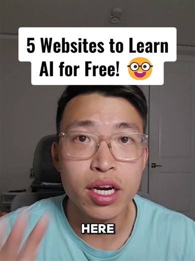 5 websites to learn AI for free. If you want to learn AI but have no idea where to start, these 5 courses are a great place to begin. They’re all beginner-friendly and free to take, covering the fundamentals of AI, generative AI, prompting, and practical skills you can actually use. You don’t need a technical background or any coding experience to get started. Follow @harley.digital for more AI tips, tools, and resources, and make sure to send this video to someone who wants to learn AI. #ai #ar