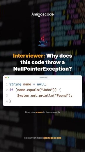 One line fix that prevents NullPointer #java #codinginterview #programming