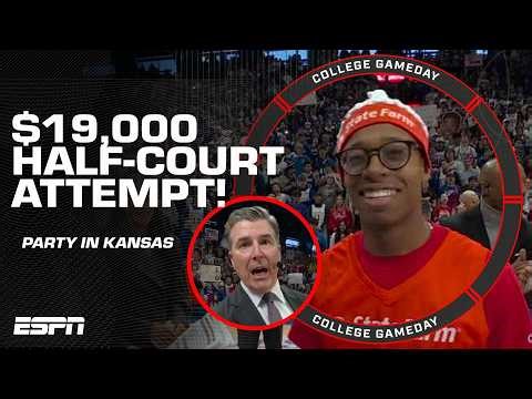 CAN KANSAS KEEP THE STREAK ALIVE? 👀 $19K on the line with this half-court attempt! | College GameDay