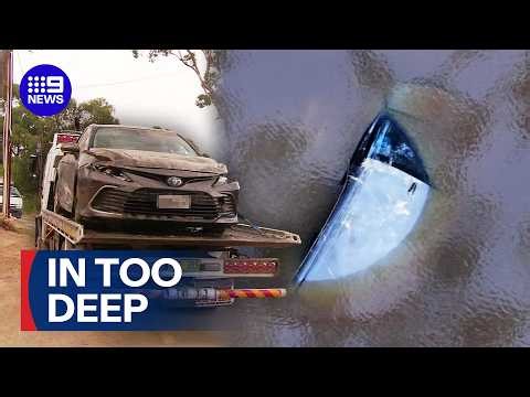 Police pursuit ends in icy dip | 9 News Australia
