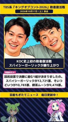 キングオブコント史上初の敗者復活戦、スパイシーガーリックが国民投票で決勝へ【TBS系『キングオブコント2026』敗者復活戦 10／17】 #Shorts