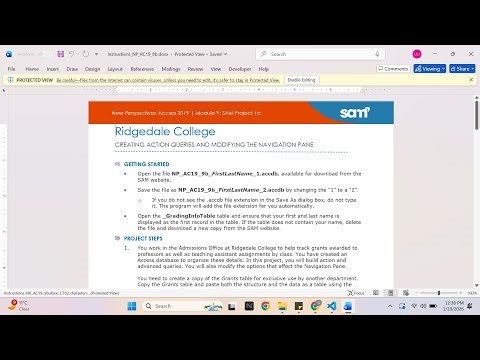 New Perspectives Access 2019 | Module 9: SAM Project 1b Ridgedale College