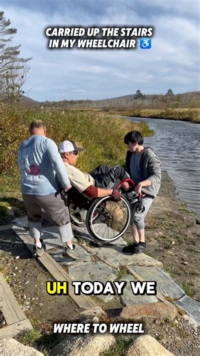How do you carry a wheelchair user up a huge set of stairs?♿️#disability #disabled #wheelchair #sci