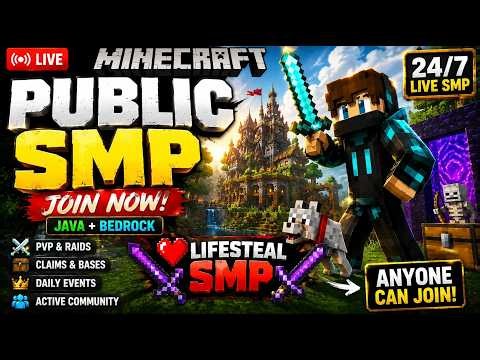 Minecraft Public SMP 24/7 🌍 | Lifesteal PvP | Java + Bedrock