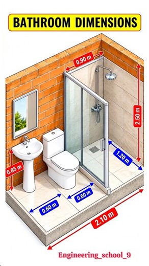 Bathroom Design Dimensions 🚿 | Small Bathroom Layout | Toilet & Shower Size Explained 🏠⚙️