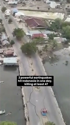 At least 47 dead as powerful earthquakes strike Indonesia #shorts