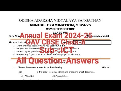 Annual Exam 2024-25/Sub-ICT:Computer Science/All Question-Answers/Complete Solution/OAV CBSE Class-8