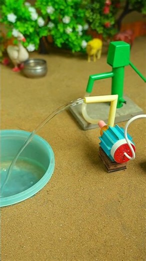 Mini hand pump project water with supply motor drinks donkey sheep farm #waterpump #shorts #716