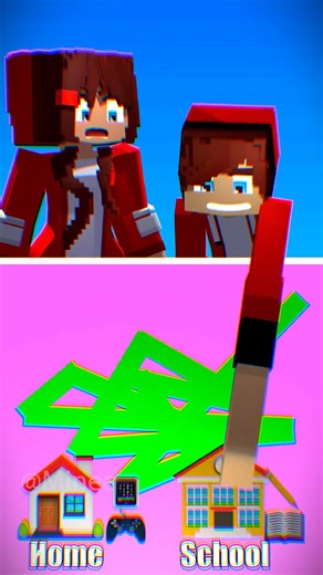 Help JJ Choose Home or School vs JJ's Mom🔥😎Maizen Minecraft #minecraft #jj #shorts