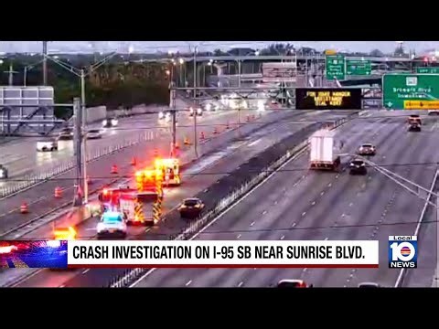 Fire rescue responds to crash on I-95 southbound in Broward