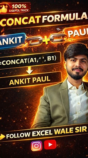 Stop Using Manual Typing ❌ Use CONCAT in Excel #learnexcel #excel #excelformula #excelshorts #tricks