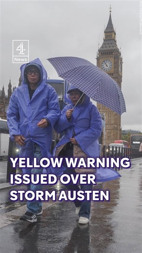 Yellow weather warning issued as Storm Austen batters UK