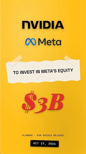 Nvidia to Invest $3 Billion in Meta's Equity Offering