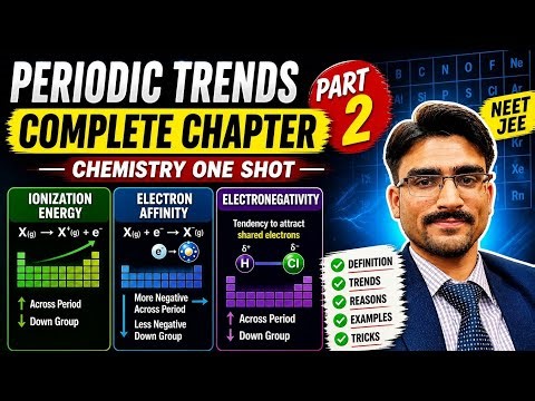 Periodic properties Complete Chapter Part 2 Ionization Energy, Electron Affinity, Electronegativity
