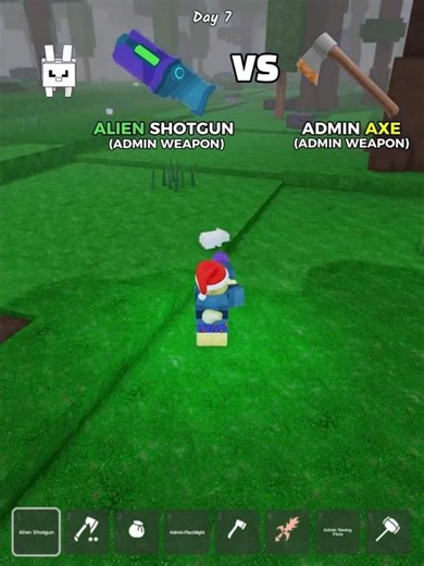 Alien shotgun vs admin axe (admin weapon) #99nightintheforest #roblox