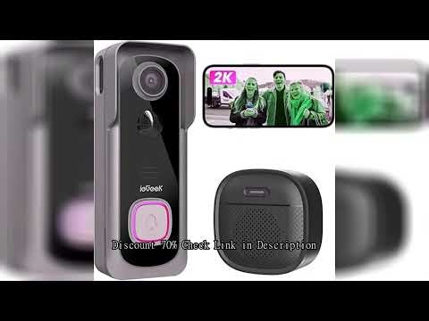 ieGeek 2K Doorbell Camera Wireless -Video Doorbell with Chime Ringer, Smart Wifi Doorbell AI & PIR M
